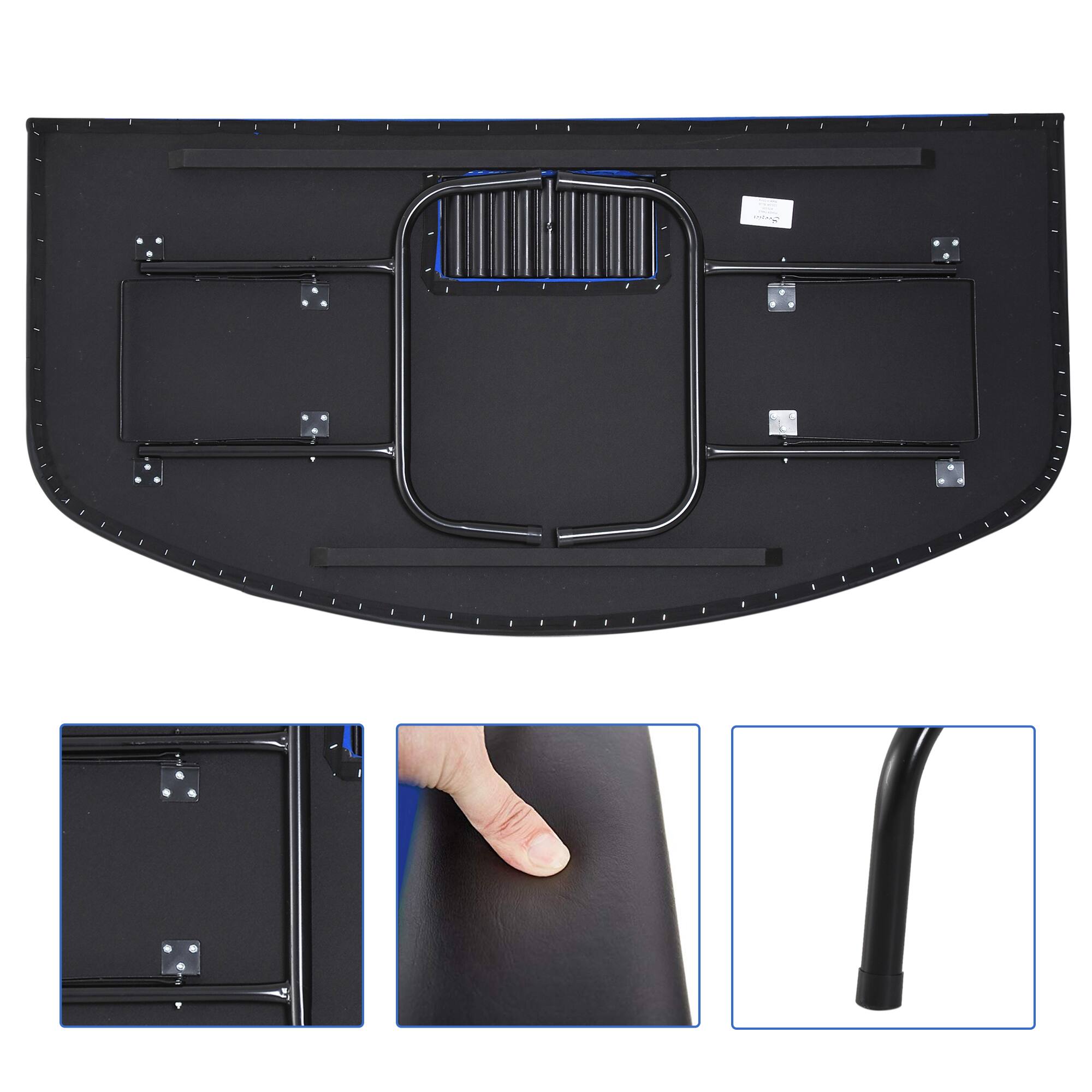 Alt View 4. Soozier - Table Foldable, 72" Blackjack Table for 7 Players with Chip & Cup Holder - Blue.