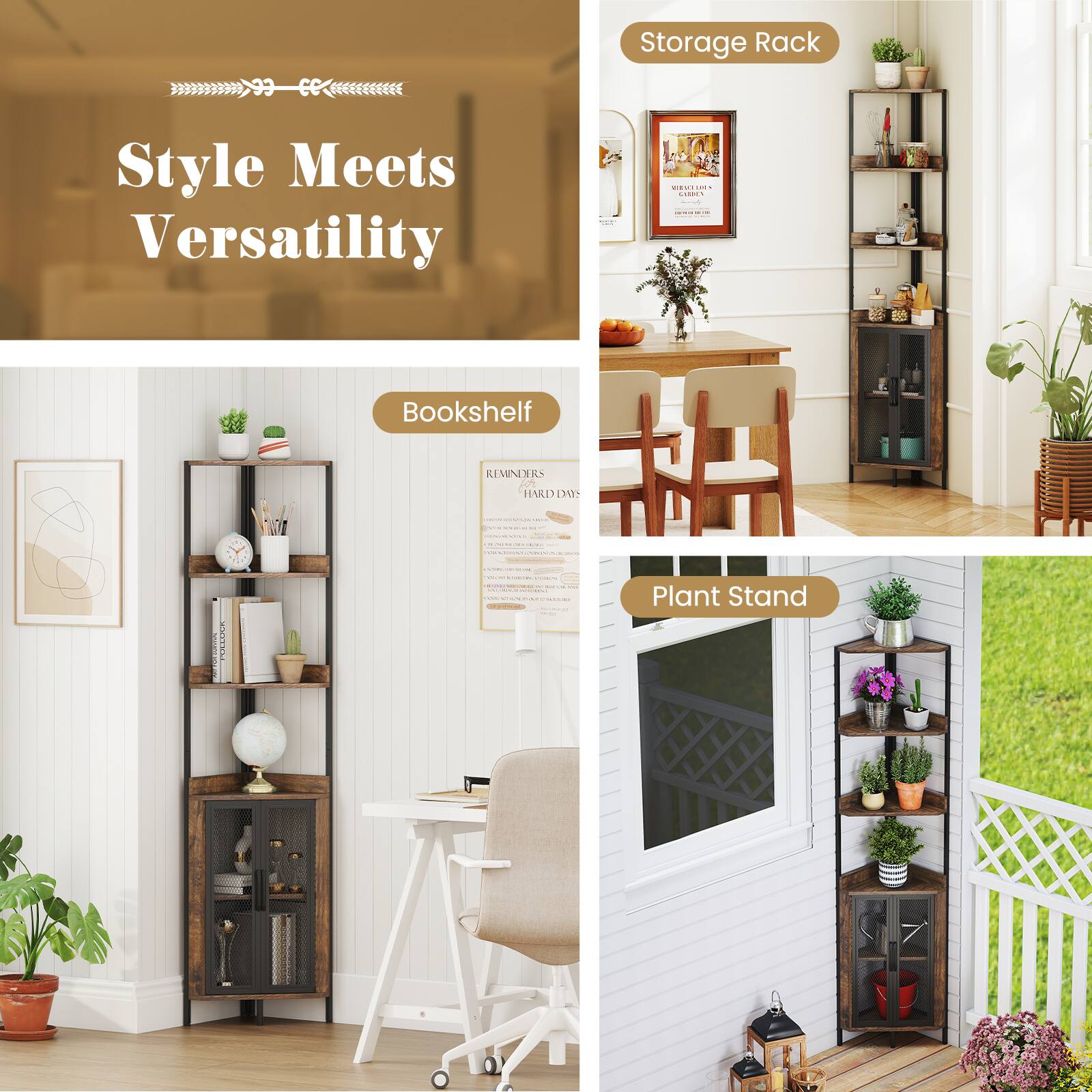 Storage Rack Style Meets Versatility: Bookshelf REMNERS HARDI 0TS - Plant Stand