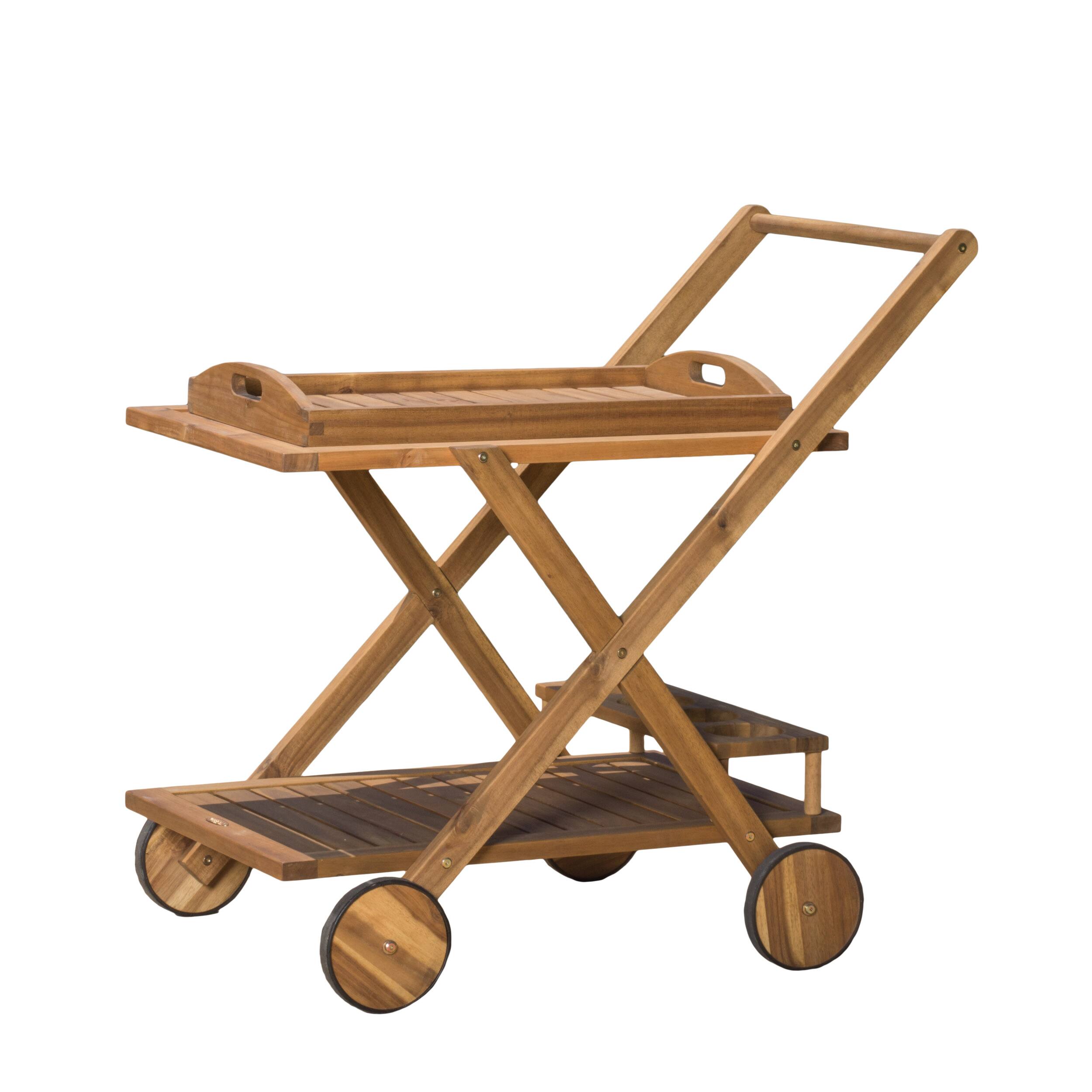 Back. Mondawe - Mobile Bar Cart with Acacia Wood Finish - Natural.