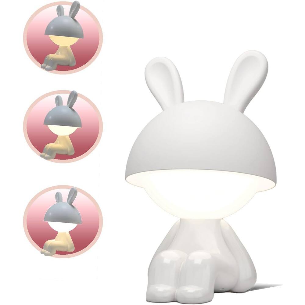 Front. RTMB - Bunny Night Light – LED Mini Desk Lamp, 3-Level Touch Dimmable, Rechargeable, White.