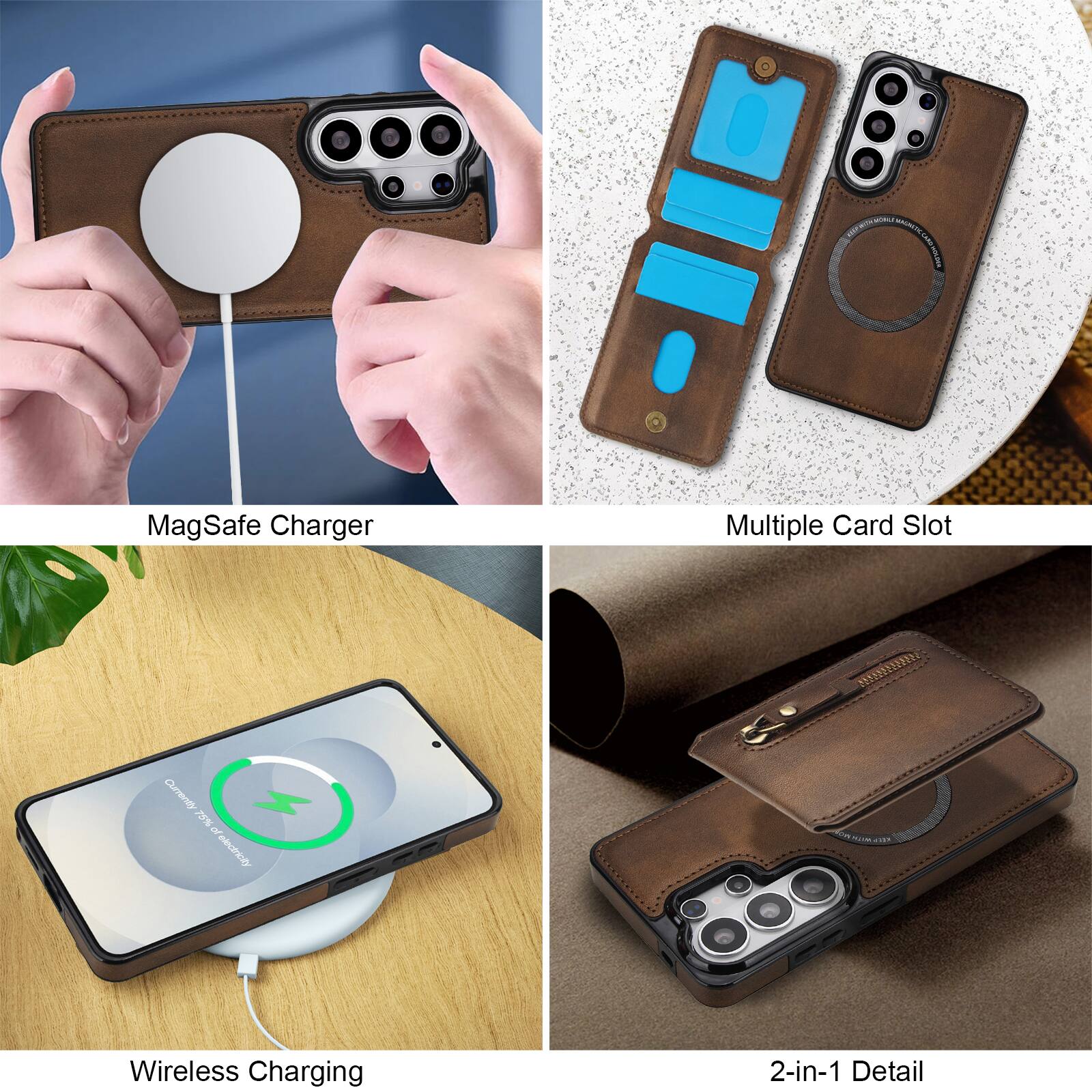 WOOO a GN F I MagSafe Charger Multiple Card Slot Cureo 75% off electricity Wireless Charging 2-in-1 Detail