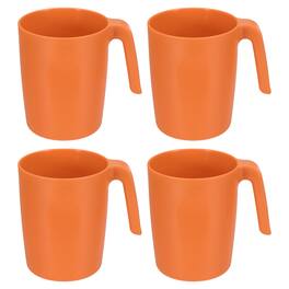 Unique Bargains - Set of 4 Plastic Coffee Mugs, Unbreakable Reusable Microwave Dishwasher Safe Drinking Cups for Kitchen Camping - Orange