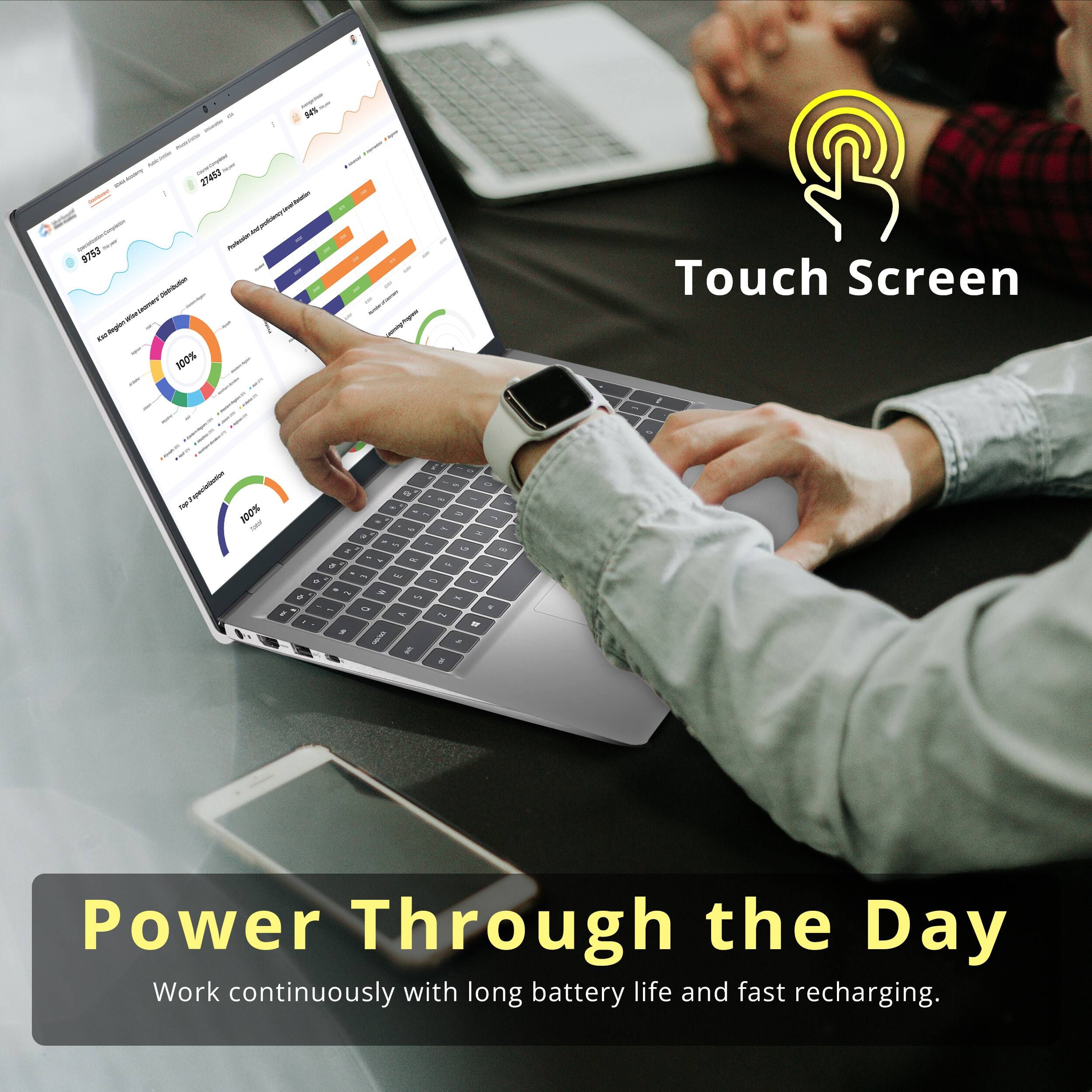 - BIS
- 20283
- nti
- $753
- cmar
- Segian
- 100% Touch Screen
- 100%
- Power Through the Day
- Work continuously with long battery life and fast recharging.