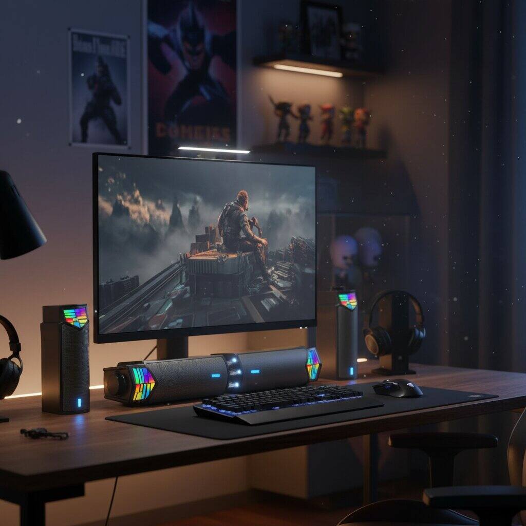 Alt View 2. Dazzed Corner - Computer Speakers for Desktop Gaming Monitor - Black.