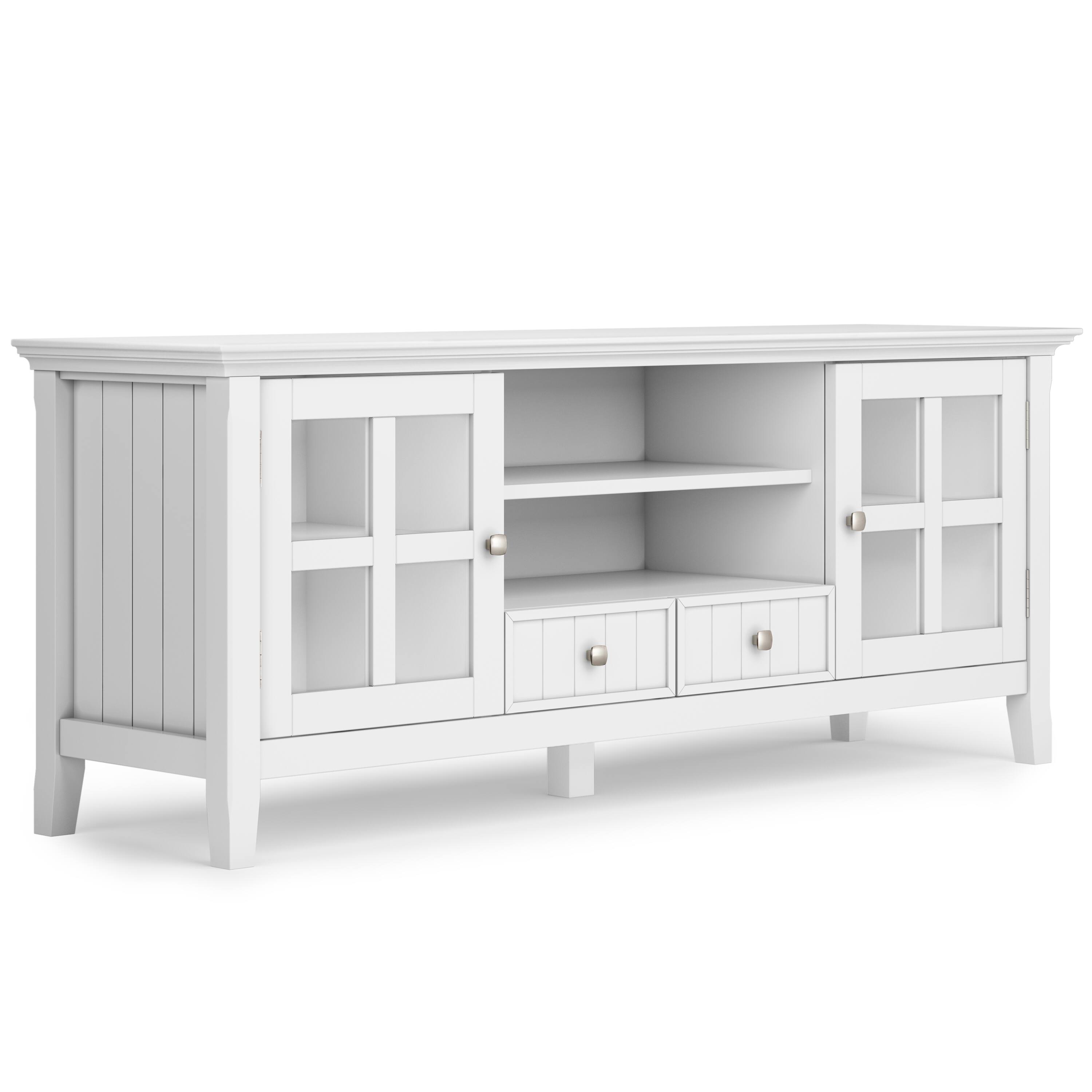 Alt View 2. Simpli Home - Acadian 60 inch TV Stand with 26 inch 5 Shelf Bookcases (Set of 3) - White.