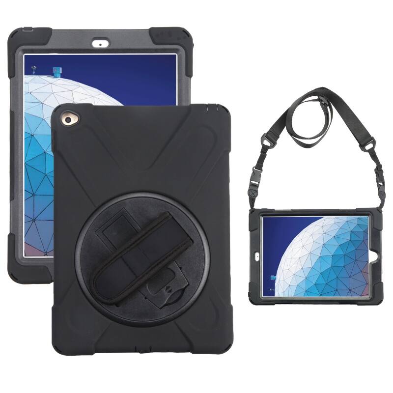 Front. Mybat - MyBat Rotatable Stand Protector Cover with Wristband for Apple iPad Air 2 (A1566,A1567) - Black - Black.