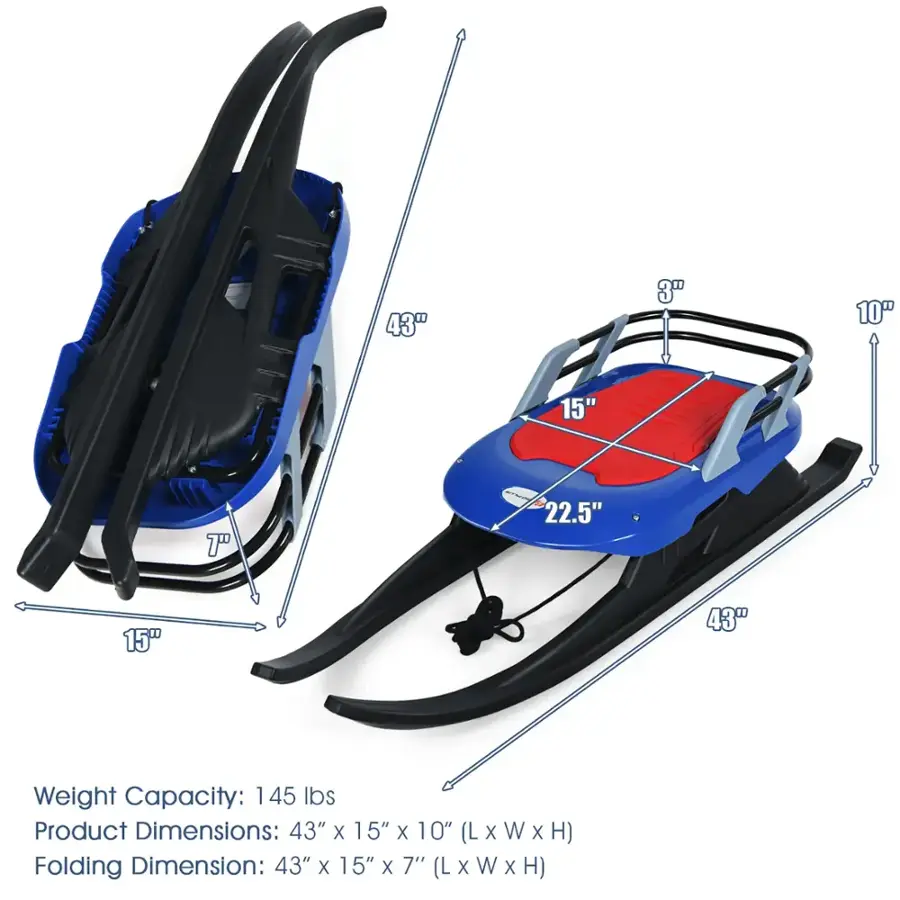 Weight Capacity: 145 lbs
Product Dimensions: 43" X 15" X 10" (LxWxH) (L X W X H)
Folding Dimension: 43" X 15" X 7" (LxWxH) (L X W X H)