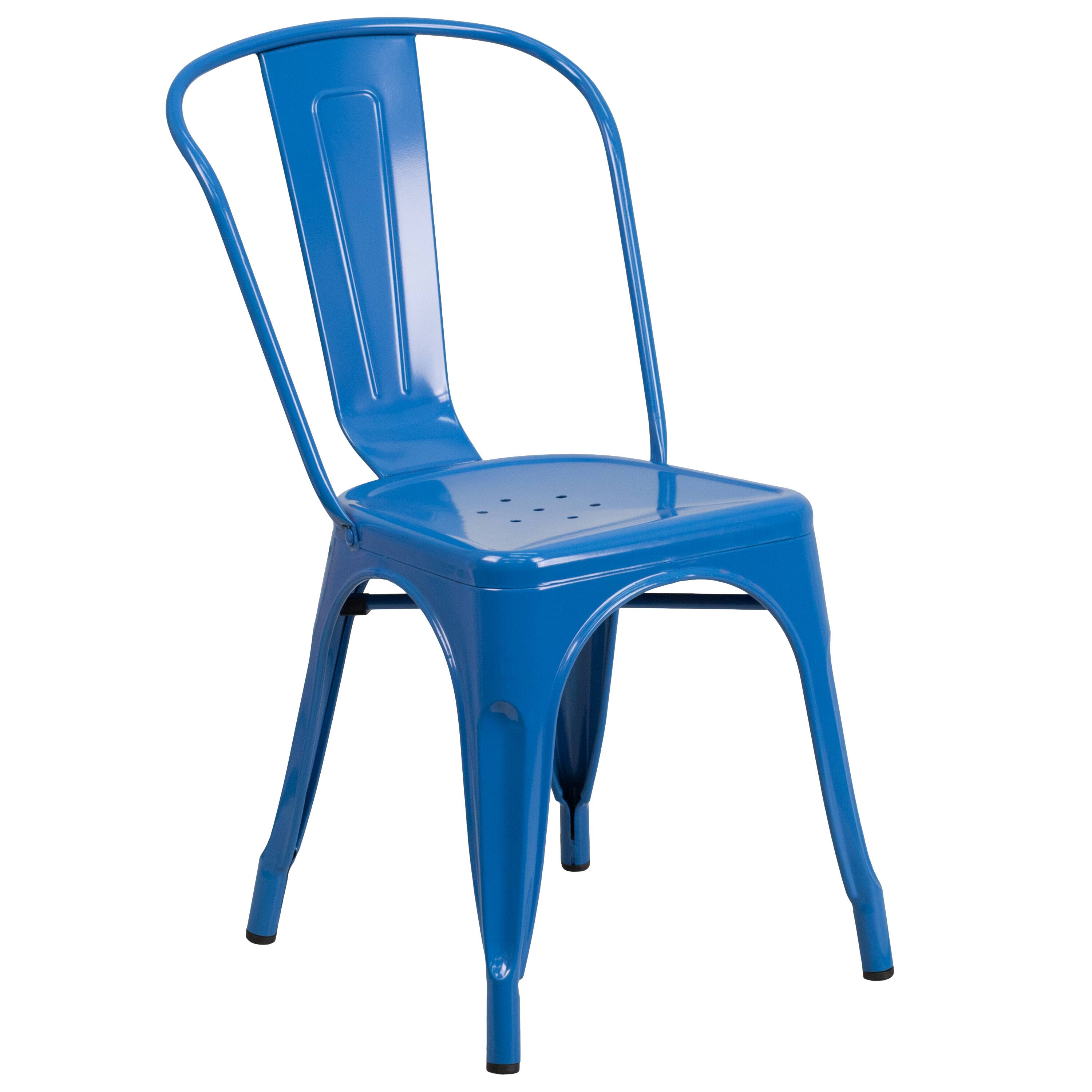 Alt View 4. Emma + Oliver - Commercial Grade 30" Round Metal Indoor-Outdoor Table Set with 2 Cafe Chairs - Blue.
