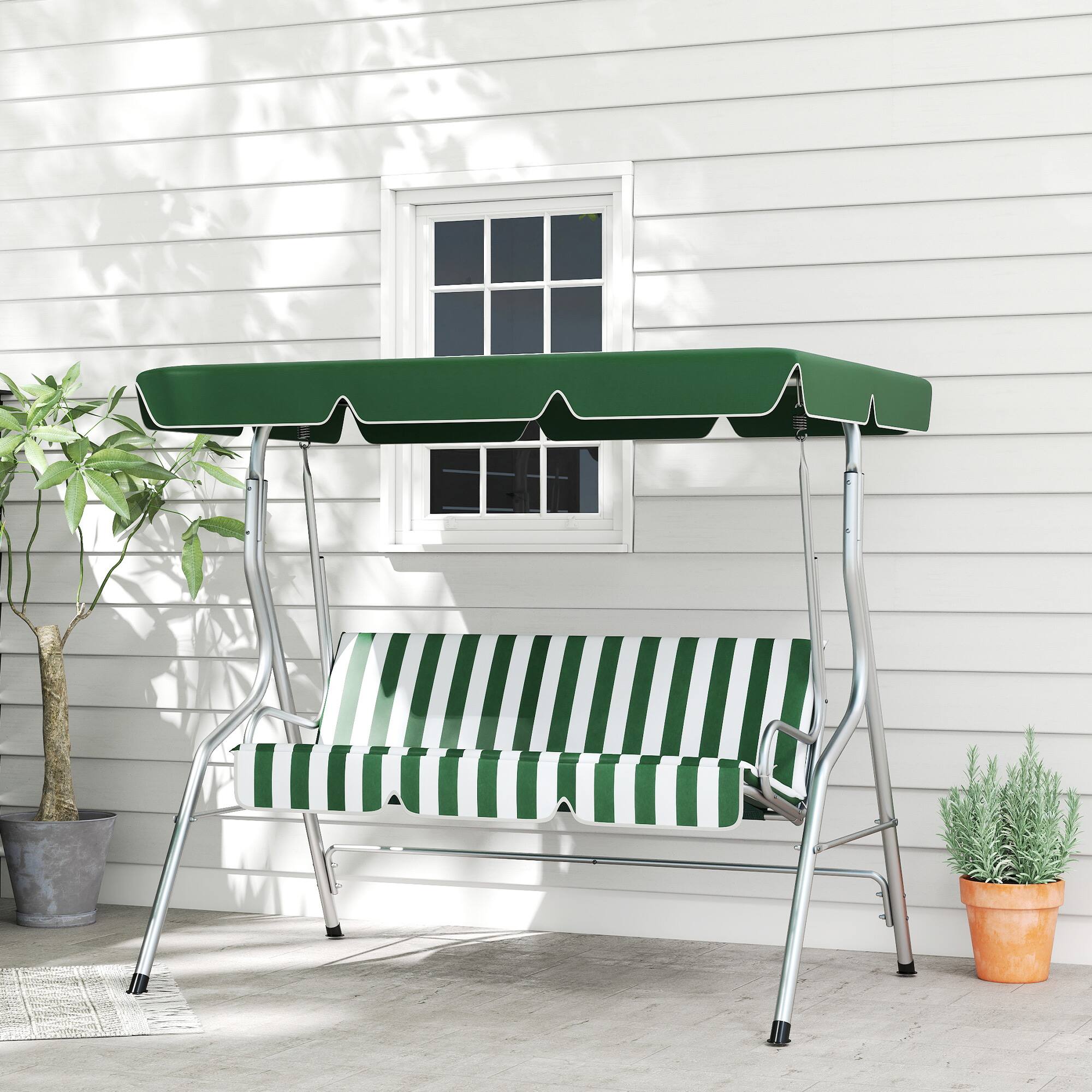 Alt View 5. Outsunny - Outsunny 3-Person Porch Swing with Canopy Patio Swing Chair.