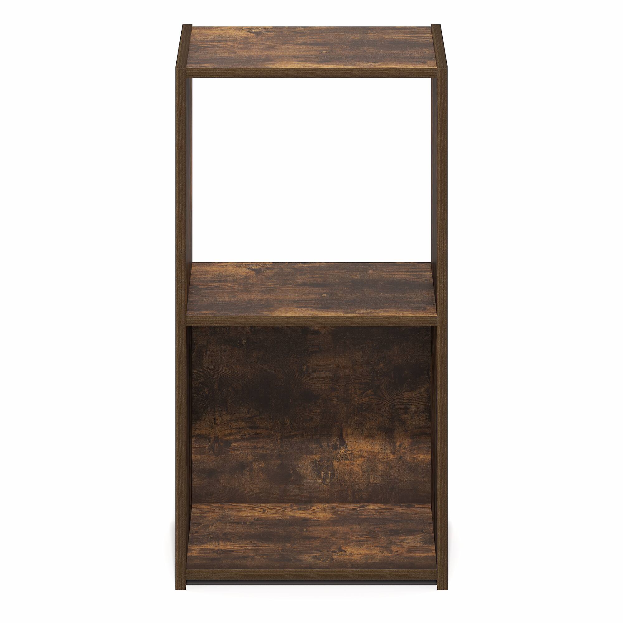 Alt View 6. Furinno - PELLI Book Shelf, 2 Cube Bookshelf, 2 x 1 Storage Organizer Cabinet, 12.2 x 11.6 x 24.2 - Amber Pine.