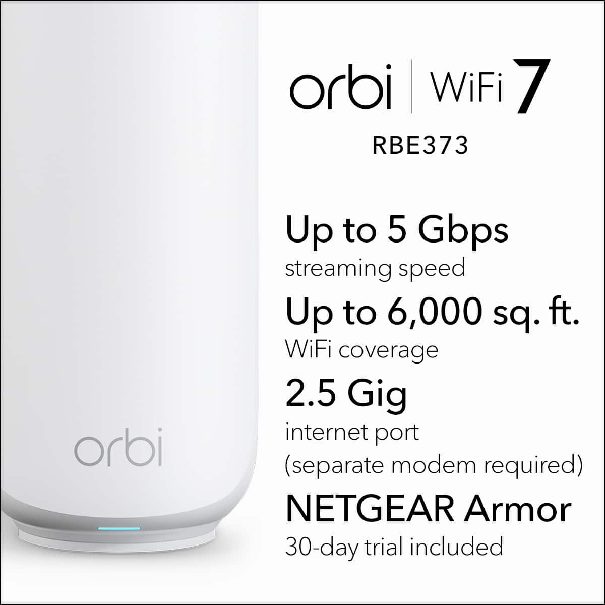 NETGEAR Orbi 370 Series WiFi 7 Mesh System, 5 Gbps, Up to 6,000 sq