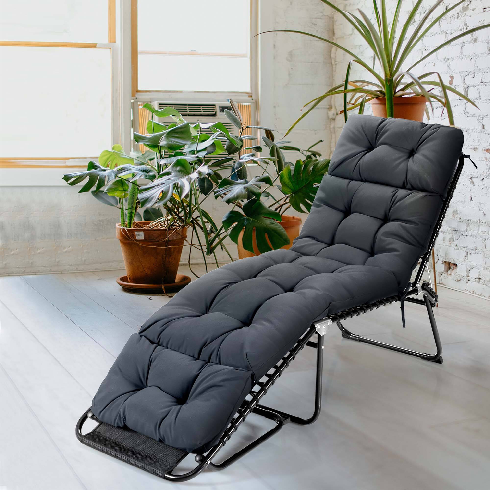 Alt View 8. Costway - Costway 2 PCS 73" Lounge Chaise Cushion Padded Recliner Cushion Indoor Outdoor - Gray.
