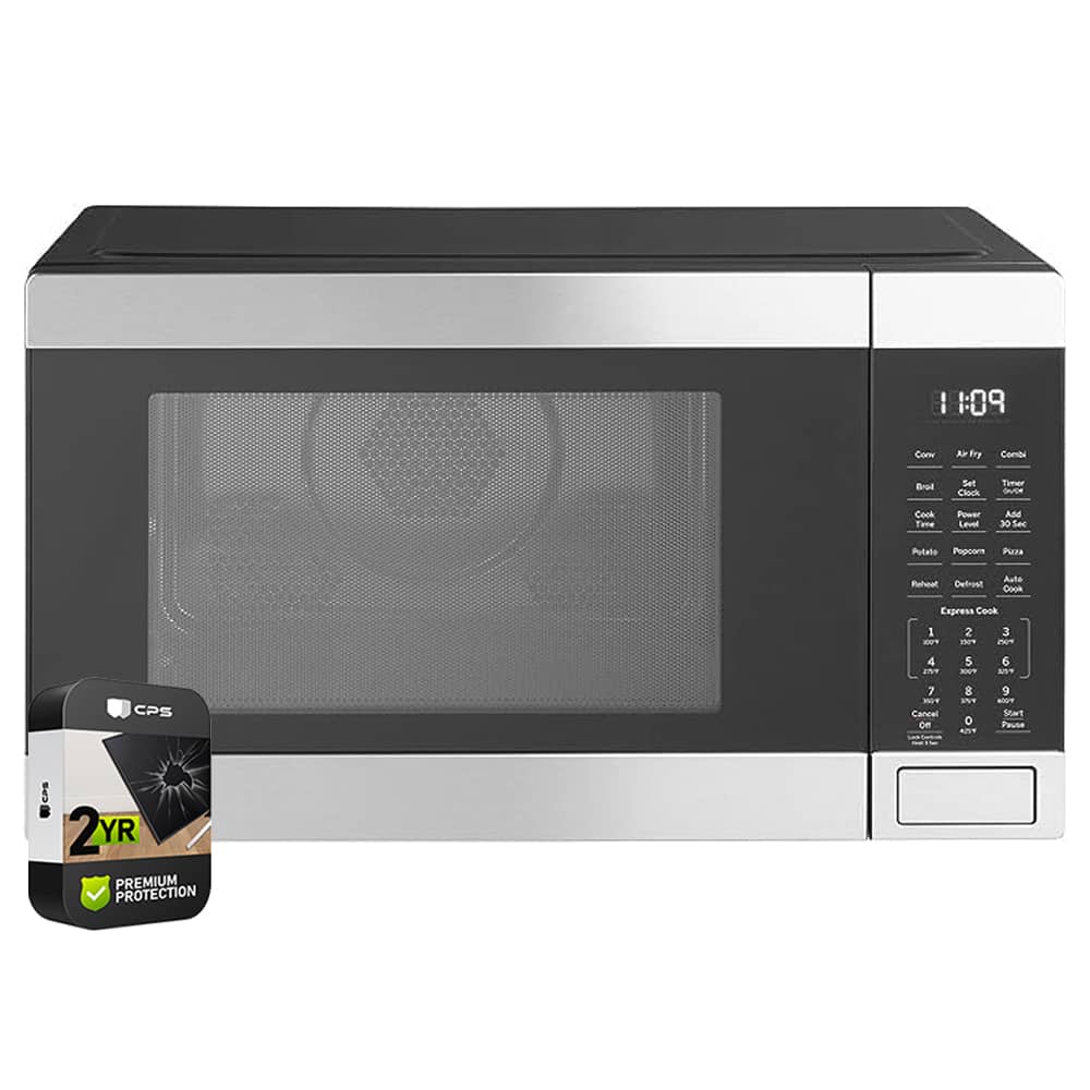 GE - 3-in-1 Microwave Oven 1,050 W att 1.0 Cu. Ft + 2 Year Extended Warranty Protection Bundle - Stainless Steel
