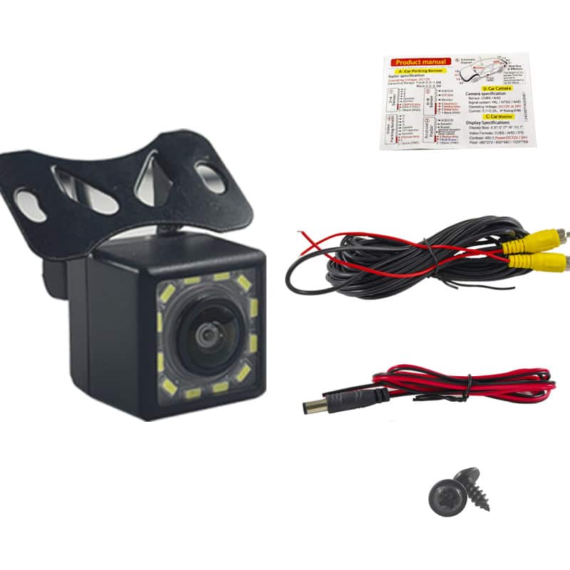 Cluzine - 12 LED HD Car Backup Camera, 170° Wide Angle, IP68 Waterproof, Night Vision