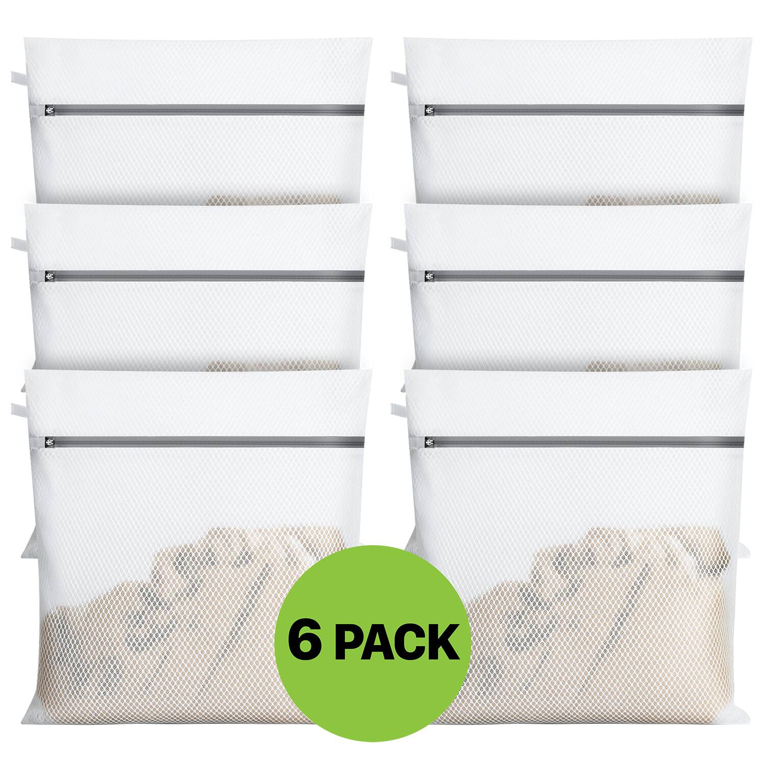 Front. Garnen - 6x Zipper Mesh Laundry Bags Delicates, Travel Laundry Bags Mesh Wash Bags, Zipper Mesh Bag Lingerie Bag for Washing - White.