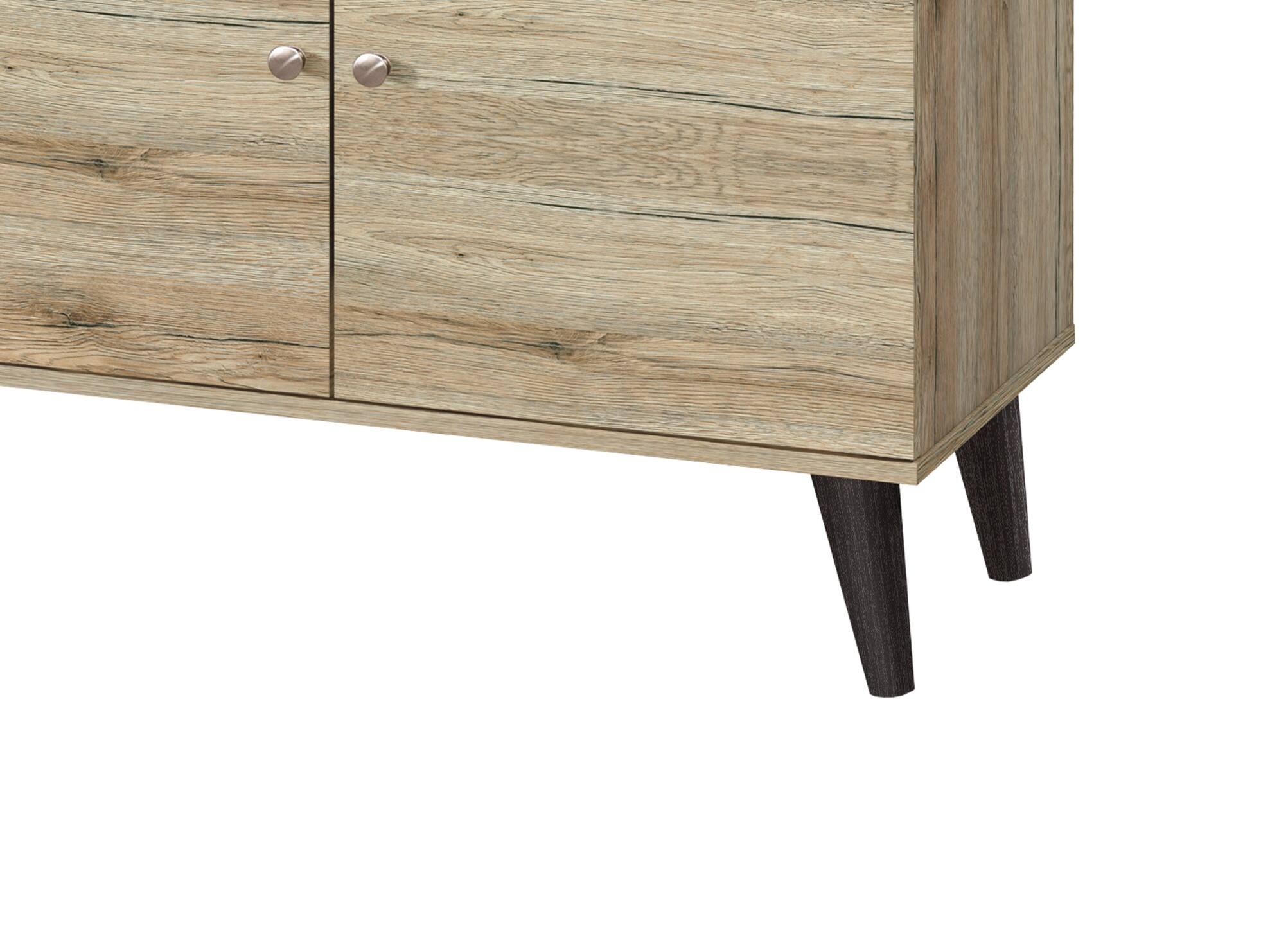 Angle. APRILSOUL - TV Stand for TVs up to 63Inch with 2 Storage Shelves 1 Cabinet Modern Entertainment Centre for TV in Oak - Oak.