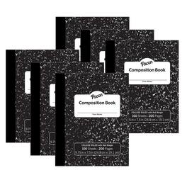Pacon - Composition Book, Black Marble, 9/32" Ruled w/ Margin, 9-3/4" x 7-1/2", 100 Sheets, Pack of 6