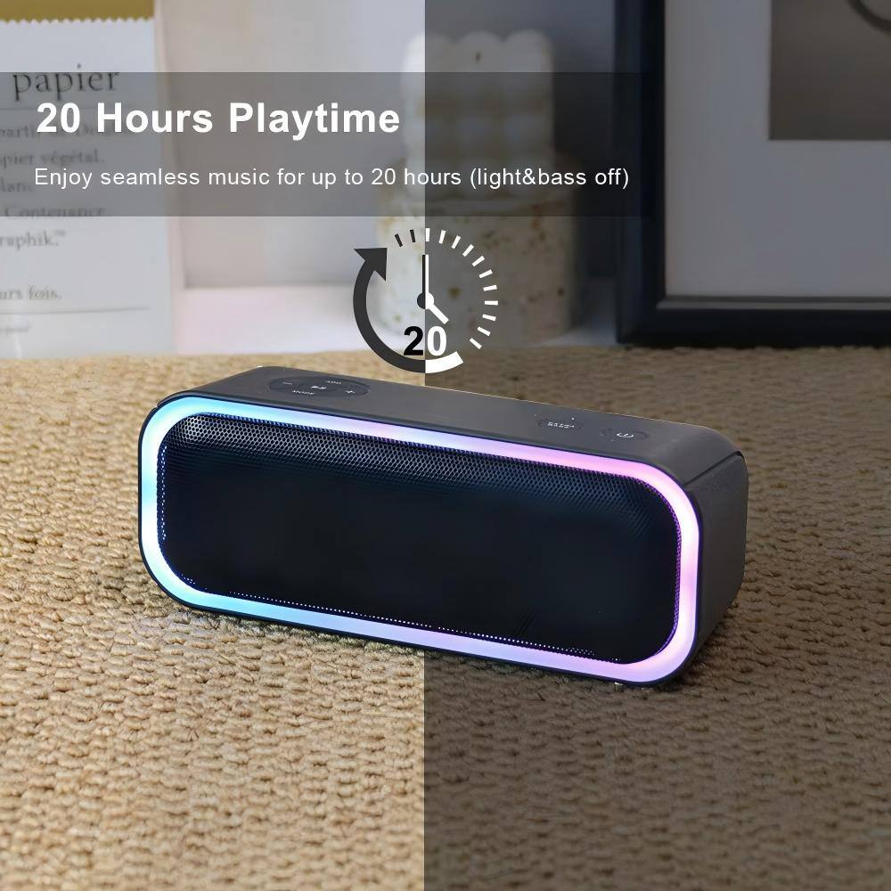 20 Hours Playtime  
Enjoy seamless music for up to 20 hours (light & bass off)