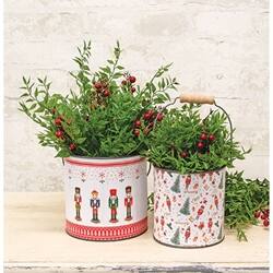 Angle. BreeBe - 2/Set - Nutcrackers on Parade Buckets - Multicolor.