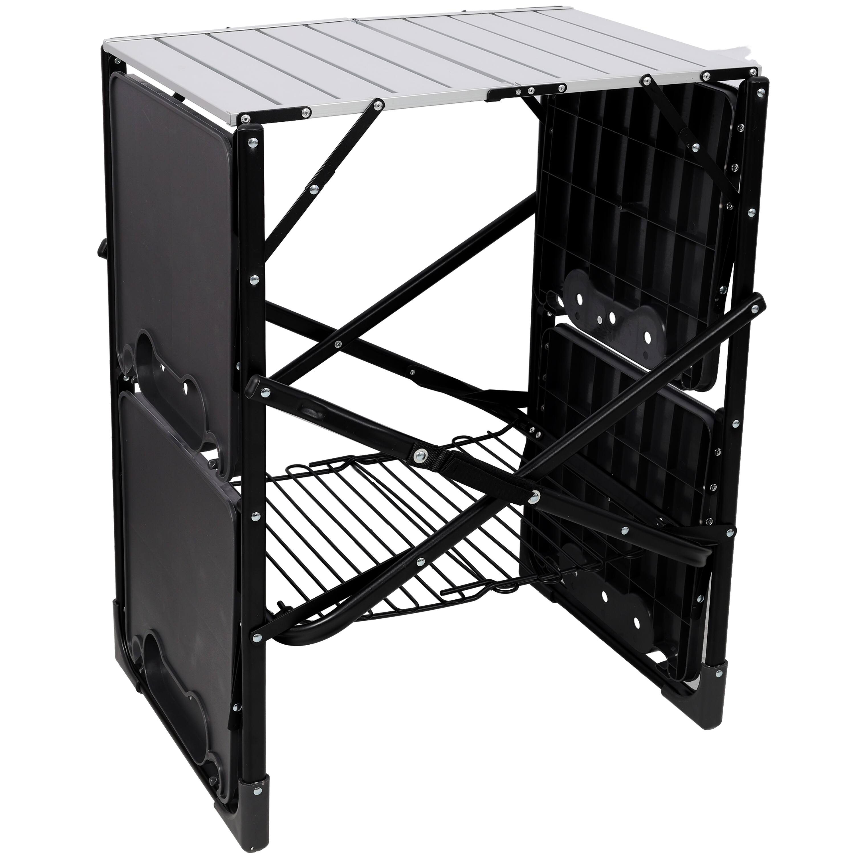Alt View 2. Loheer - Loheer Camping Kitchen Table Outdoor Cooking Station with Storage - Black.