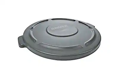 Front. RubberMaid - Brute Round Plastic Container Lid, 55 Gallons - Gray.