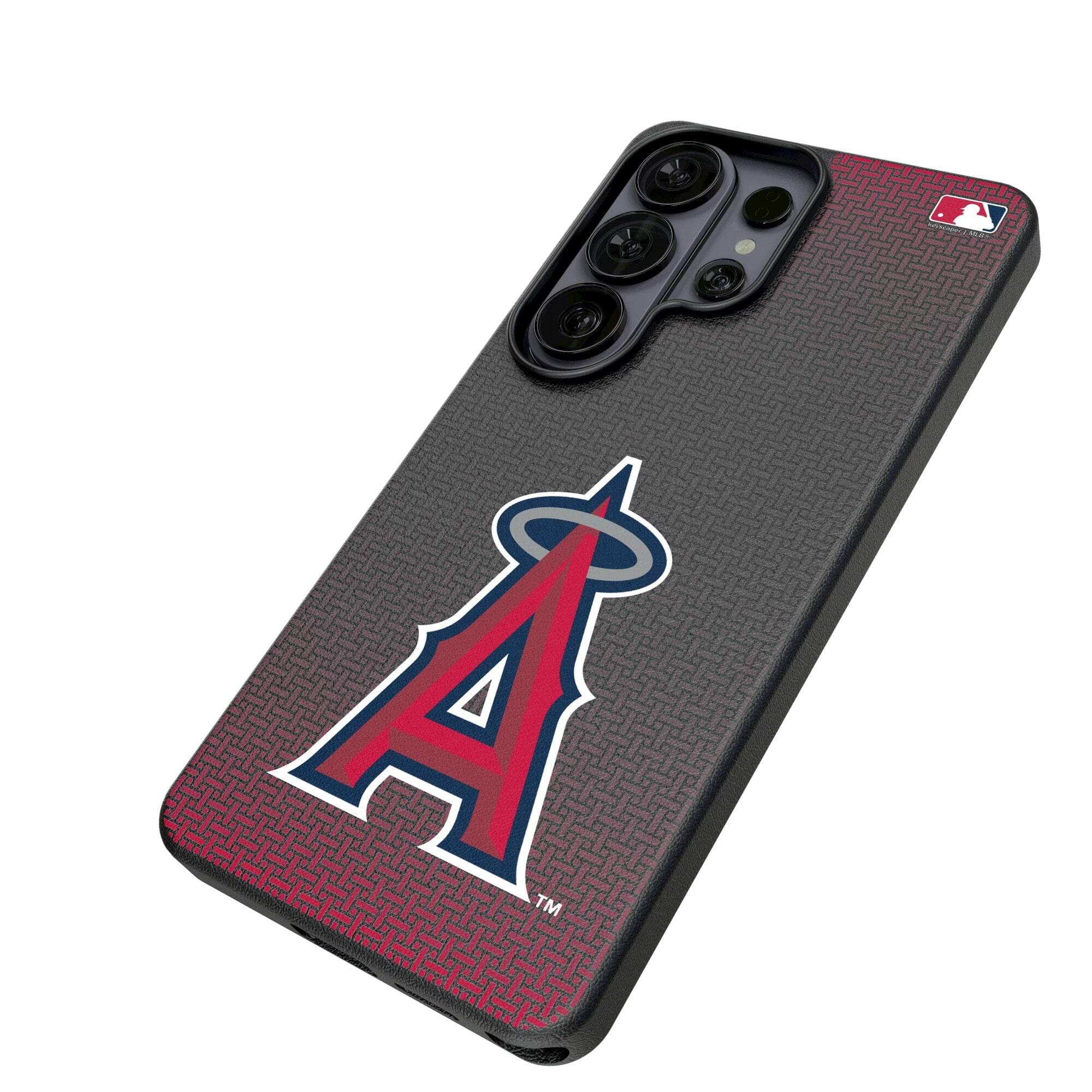 Alt View 1. Keyscaper - Los Angeles Angels Linen Galaxy Magnetic Bump Case - S24 Ultra - Black.