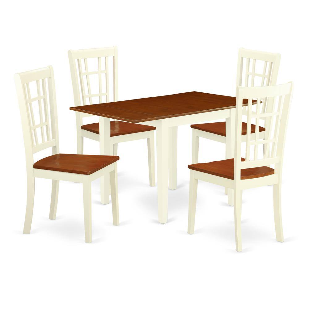 Front. East West Furniture - Dining Room Set Buttermilk & Cherry - Brown.