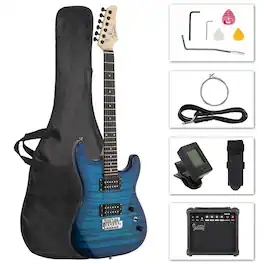 Winado - 39 Inch Electric Guitar, Full Size Solid Body H-H Pickups 6 Strings Beginner Guitar Kit With Cable & Guitar, Gig Bag