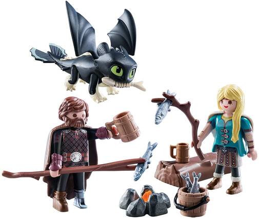 Front. Playmobil - Playmobil How to Train Your Dragon III Hiccup & Astrid with Baby Dragon - Blue.