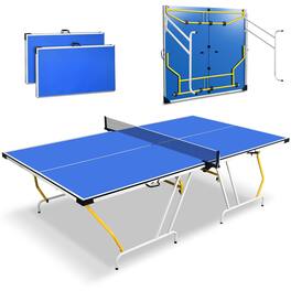 SereneLife - SLPPNGPO44 Midsize Portable Ping Pong Table, 9’ x 5’, Foldable, Net and Post Set for Space-Saving - Blue