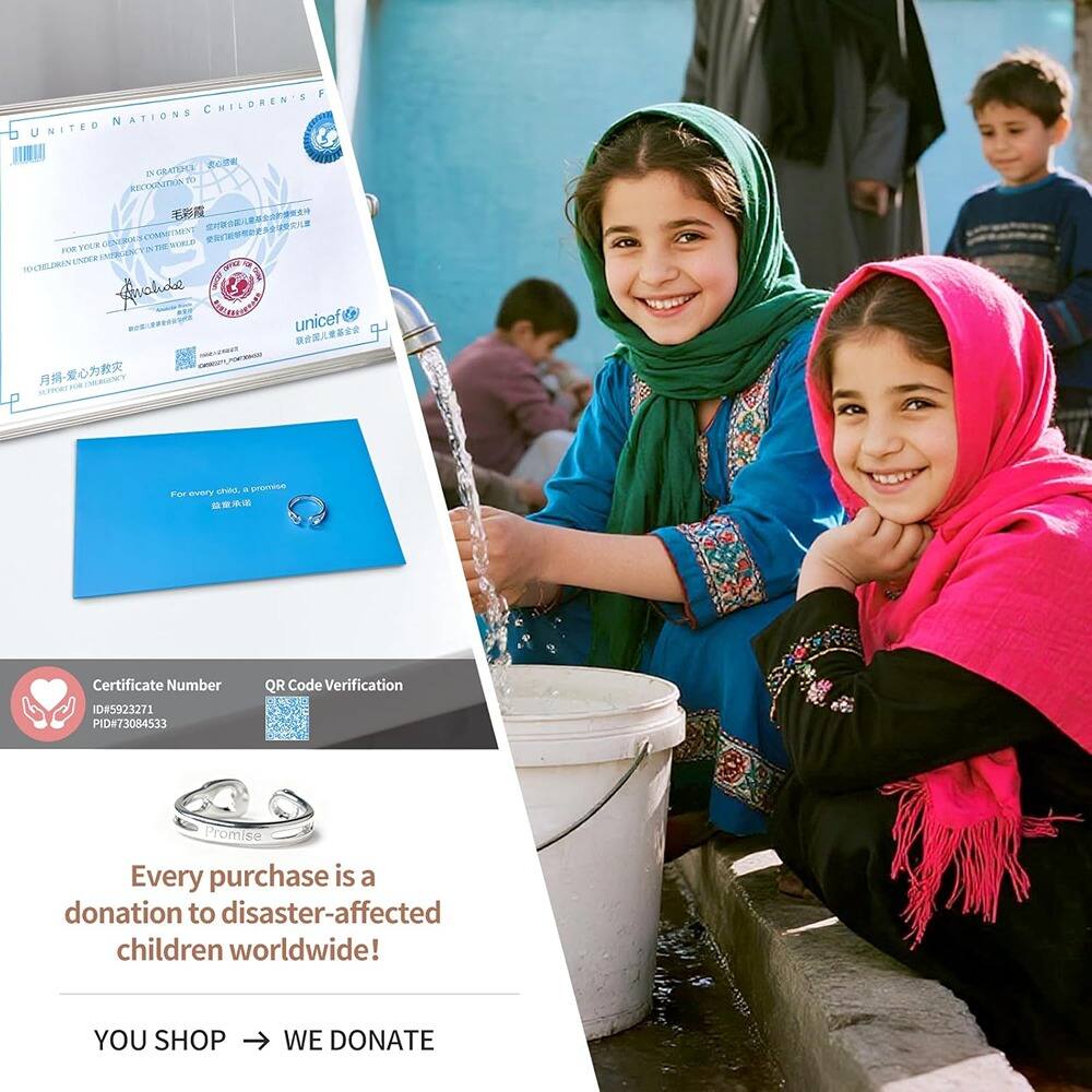 **United Nations Children's Fund (UNICEF)**

**Certificate Number:** ID#5923271  
**PID#73084533**

**QR Code Verification**

**Every purchase is a donation to disaster-affected children worldwide!**

**YOU SHOP → WE DONATE**

**For every child, a promise**

**Certificate Number:** ID#5923271  
**PID#73084533**

**QR Code Verification**

**Every purchase is a donation to disaster-affected children worldwide!**

**YOU SHOP → WE DONATE**