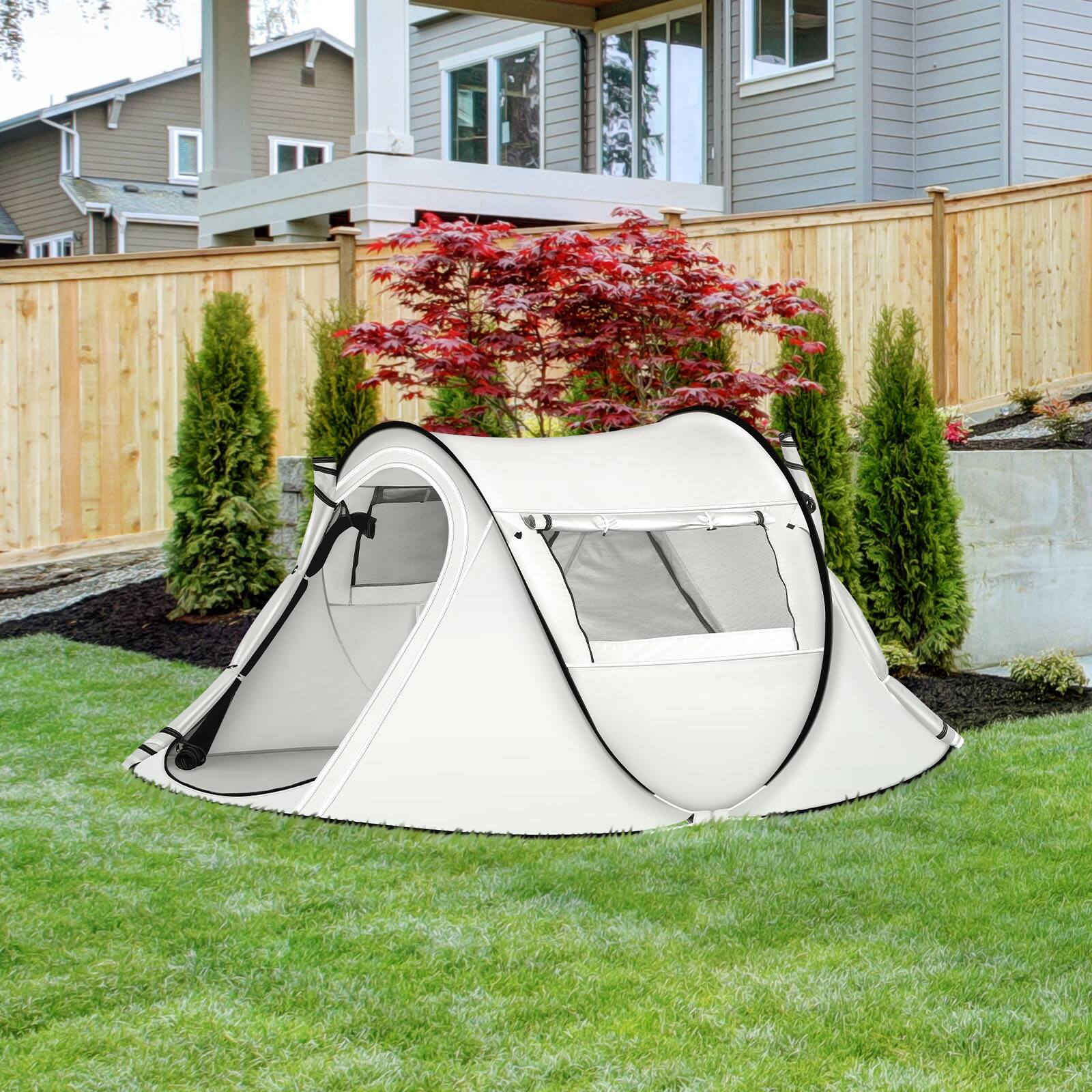 Alt View 3. Oumilen - Pop-Up Camping Tent, Portable Instant Setup Dome Tent 96.8" x 59.0" x 41.7" White for Outdoor Beach Backyard - White.