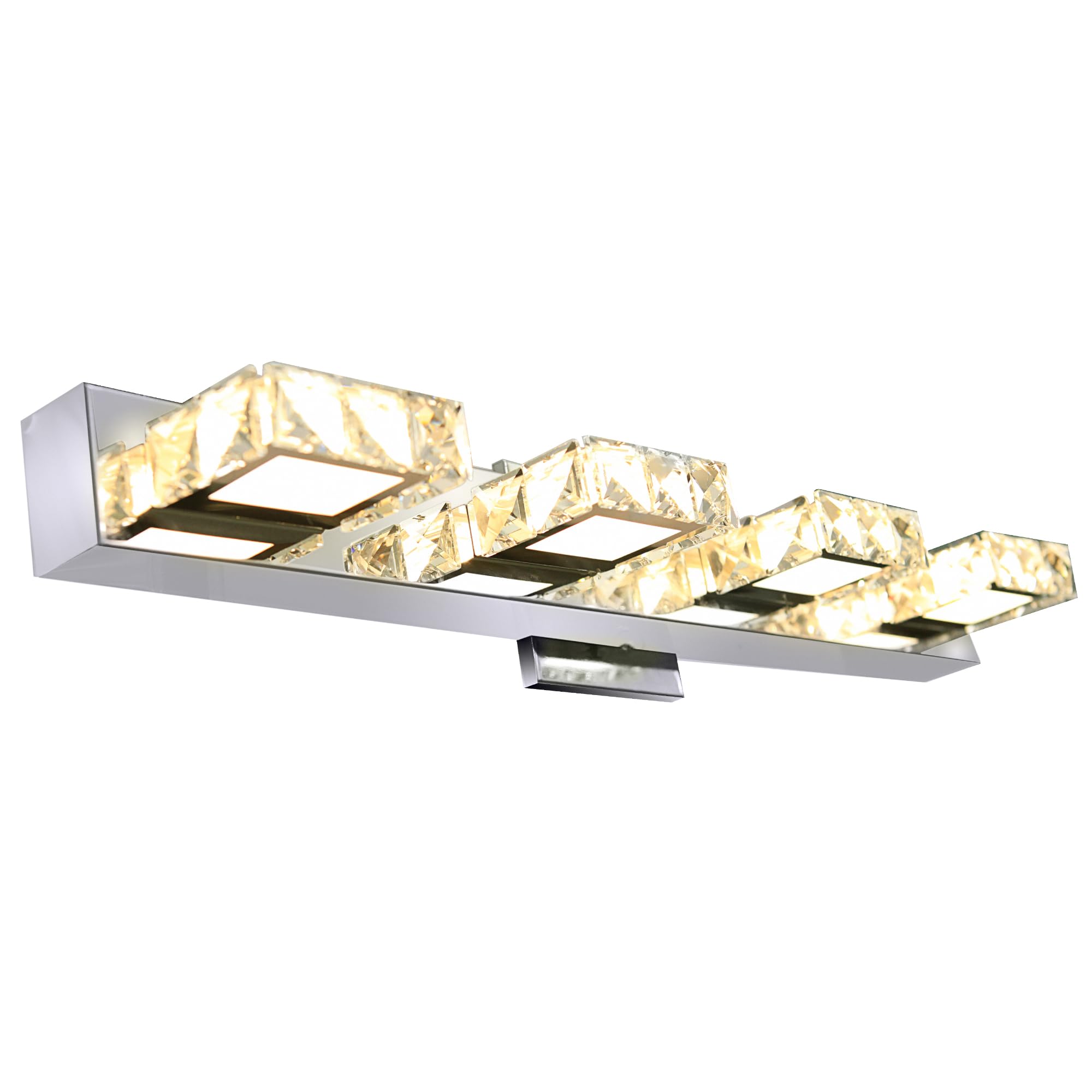 Left. TECH SAFARI - Inch Crystal Led Vanity Light Damp Location Chrome Bathroom Over Mirror Fixtures k Warm Dimmable For Beroom - 24 Inch-4 Crystal Shade.