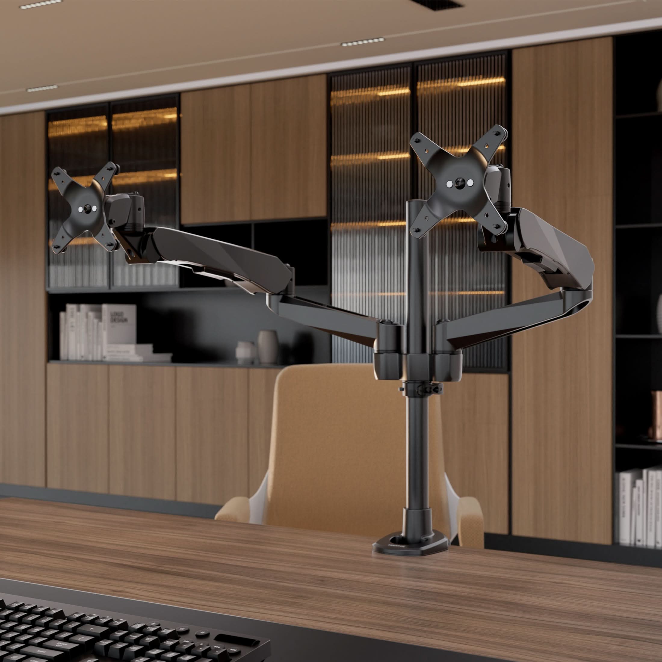 Alt View 6. Mount-It! - CLiX Series Extra Tall Articulating Single Monitor Desk Mount – Full Motion Arm for 13"-32" Screens, Black - Black.