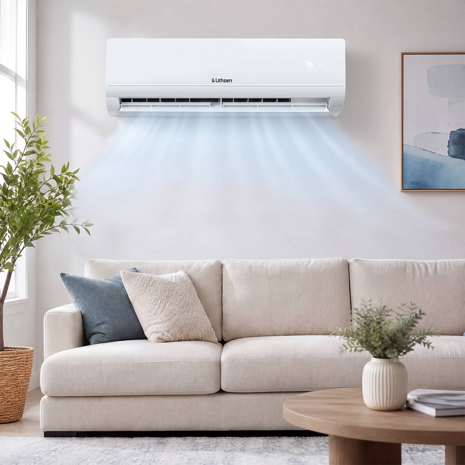 Alt View 3. Costway - Lithzen 24000 BTU Mini Split AC/Heating System, 17 SEER2 208/230V, 2 Ton Heat Pump - White.
