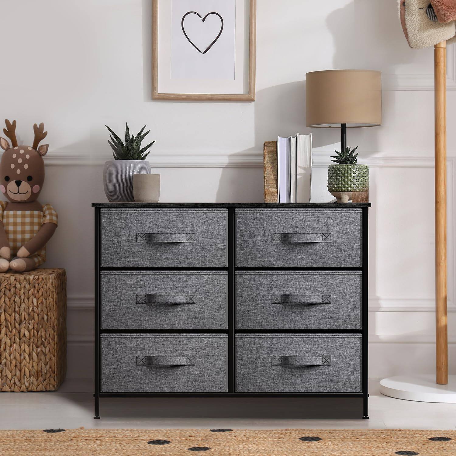 Alt View 1. Sorbus - Sorbus Dresser with 6 Drawers, Chest Organizer Unit with Steel Frame Wood Top & Handle - Black.