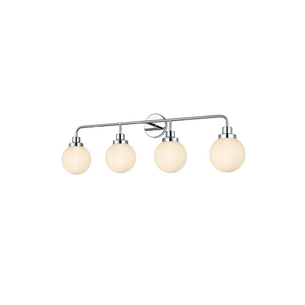 Left. Living District - Hanson 37 inch Wall Sconce in Chrome - Chrome And Opal White.