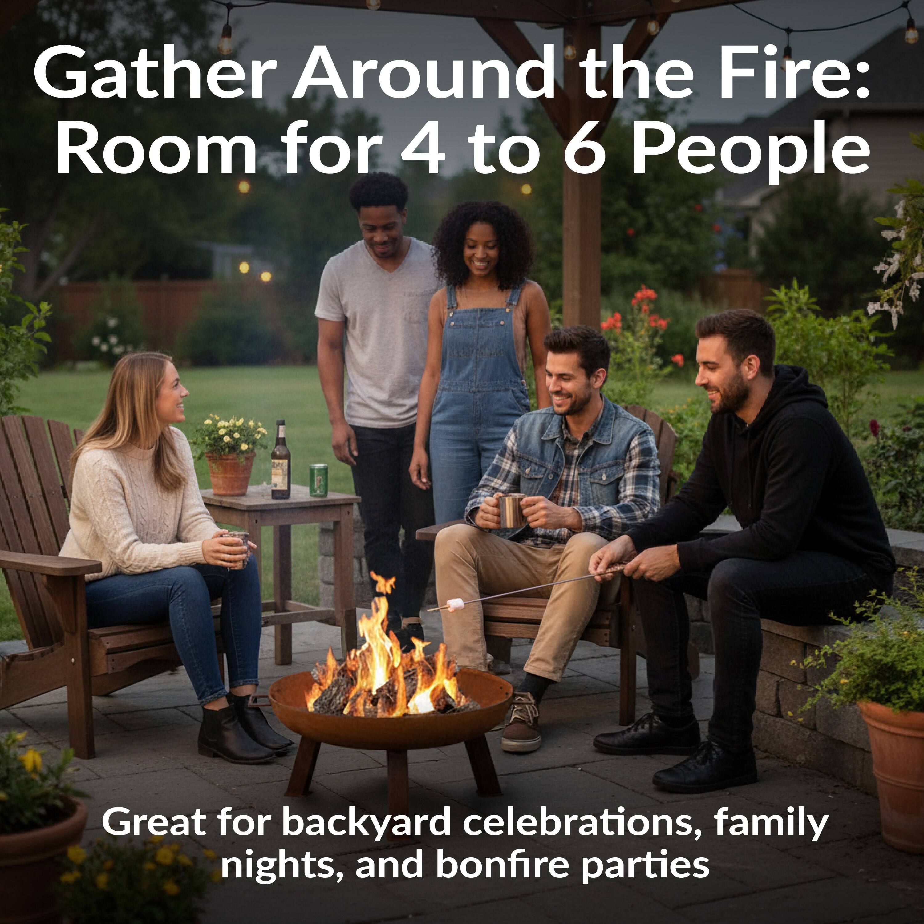 Gather Around the Fire: Room for 4 to 6 People

Great for backyard celebrations, family nights, and bonfire parties