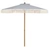 Front. Costway - Costway 7FT Patio Umbrella with Fringe Sun-Protective Polyester Canopy, Cute Beach Umbrella - Blue + White + Natural.