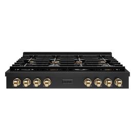 ZLINE - 48 in. Autograph Paramount Rangetop with Gold Accents (SRTBZ-48-G) - Black Stainless Steel