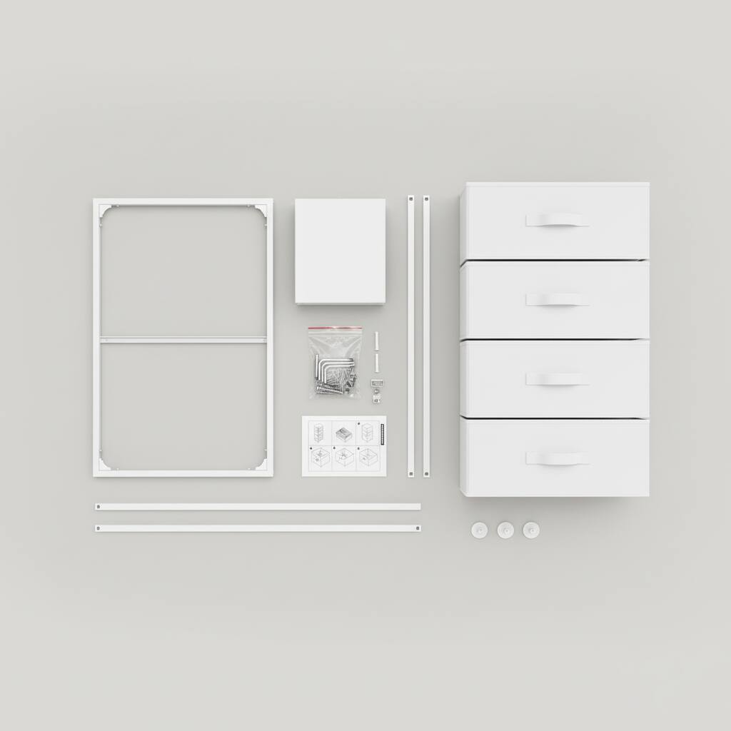 Back. AOITUN - Modern 4 Drawer Fabric Dresser, Chest of Drawer Organizer Storage Cabinet for Bedroom Clothes Closet, Entryway,White - White.