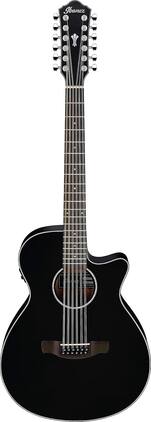 Ibanez - AEG Series Single-Cutaway 12-String Acoustic-Electric Guitar, Black