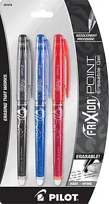 Pilot - FriXion Point Erasable Gel Pens, Extra Fine Point, Assorted Ink, 3/Pack (31579)