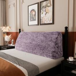 wowmax - King Size Wedge Pillow - Large Plush Headboard Bolster for Bed Reading & Back Support, Triangle Cushion - Purple