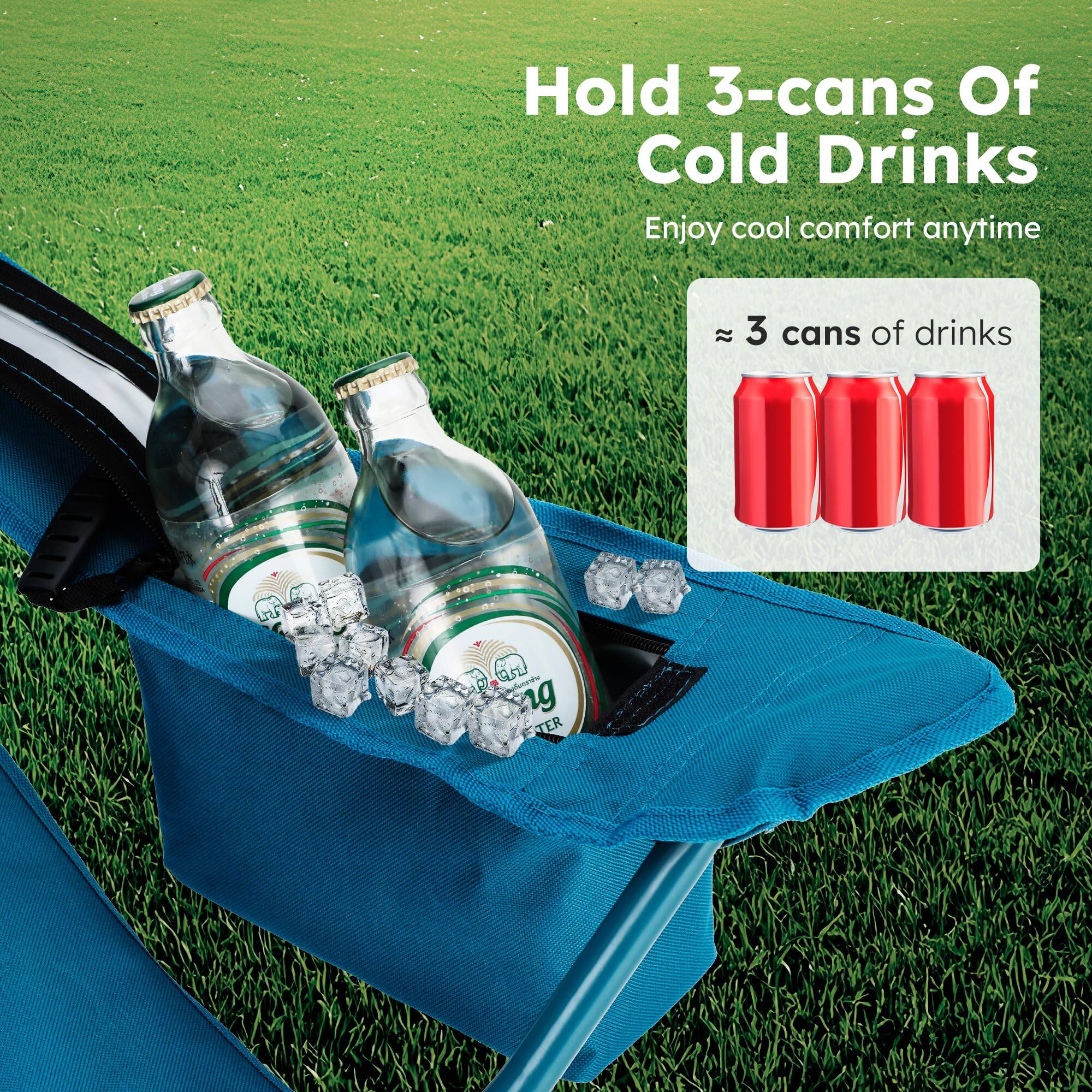 Hold 3-cans Of Cold Drinks  
Enjoy cool comfort anytime  

≈ 3 cans of drinks