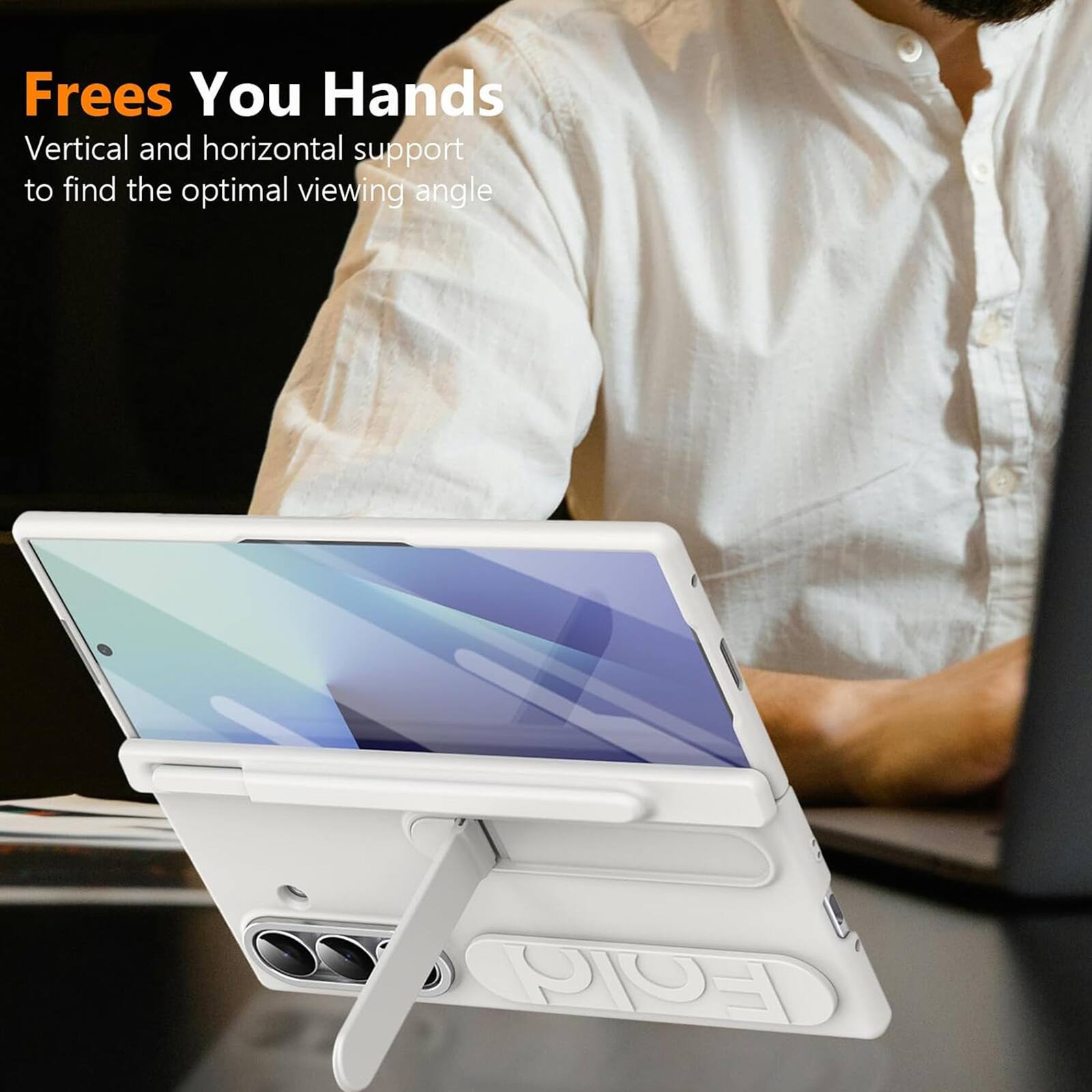 Frees You Hands  
Vertical and horizontal support to find the optimal viewing angle