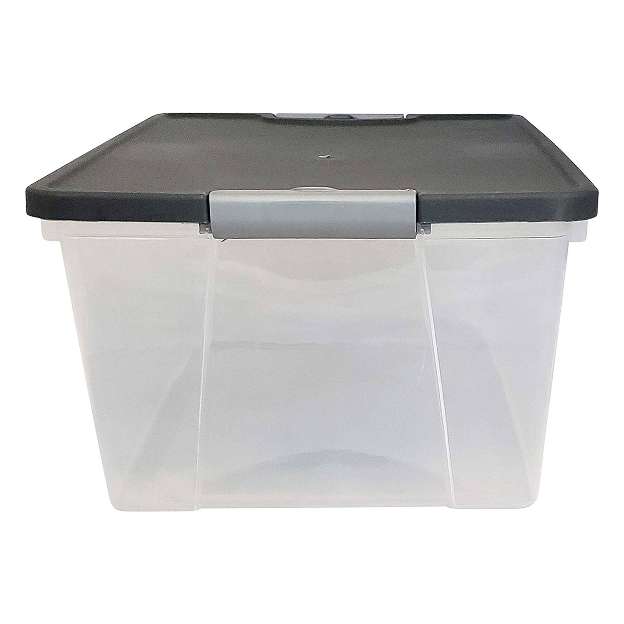 Alt View 7. Homz - Homz 15 Qt Stackable Plastic Storage Container w/Snaplock Lid, Gray (8 Pack) - Gray Lid.