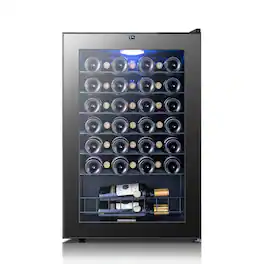Yeego - Wine Refrigerator Cooler, 46 Bottle Small Wine Fridge, Mini Freestanding Wine Cellars for Home, Office - Black