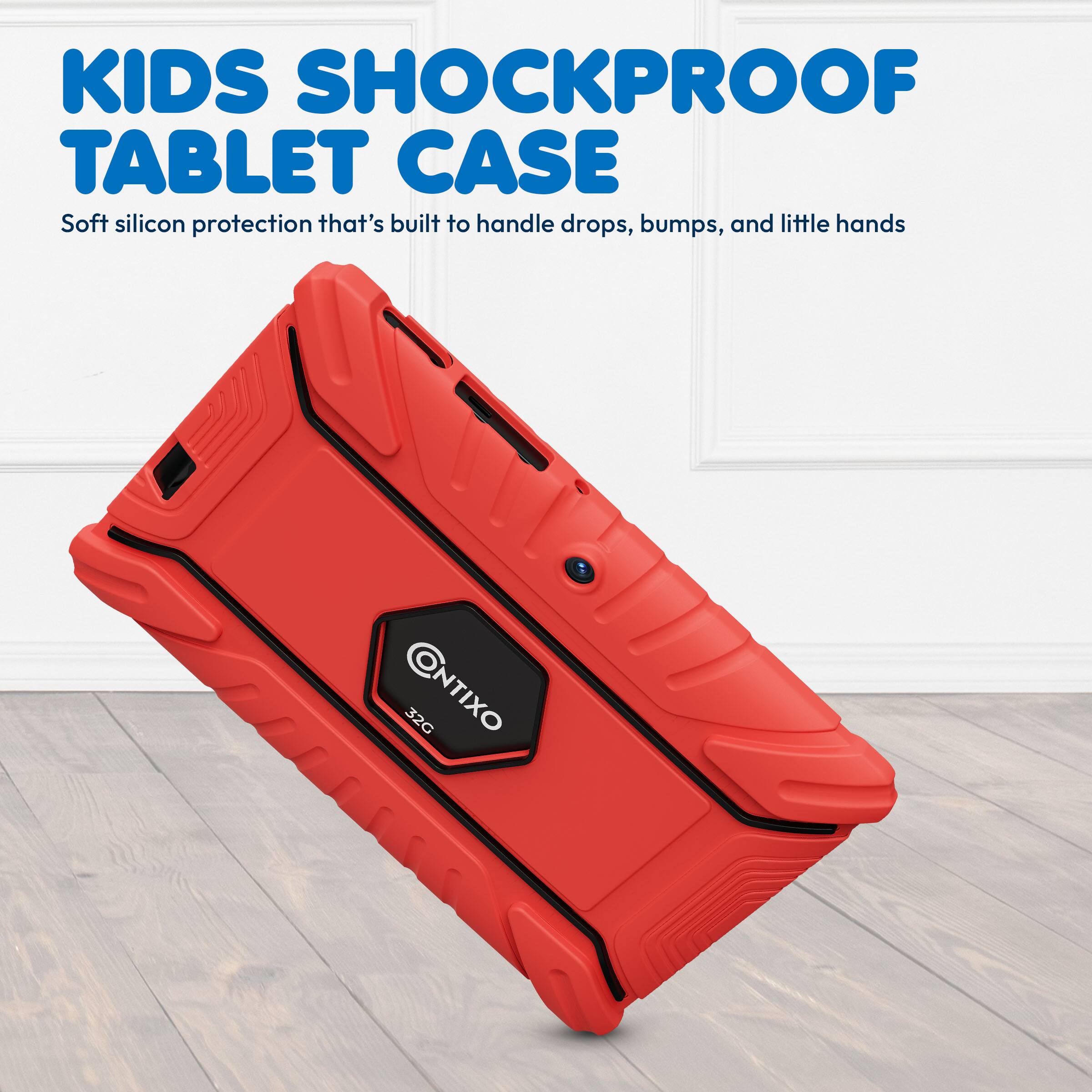 KIDS SHOCKPROOF TABLET CASE  
Soft silicon protection that's built to handle drops, bumps, and little hands  
CNTIXO 32G