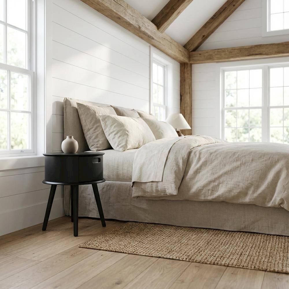 Alt View 1. FurniFact - Black Bedroom Nightstand with Modern Design and Durable Construction - Brown.